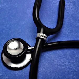 Stethoscope Cuff, Karma, Stethoscope Charm, Hand Stamped, Medical Gift