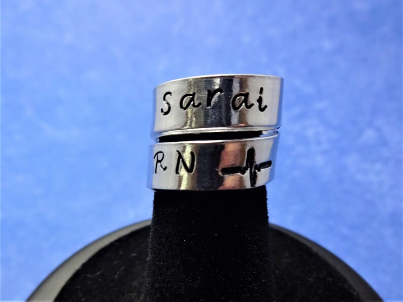 RN Stethoscope Charm Stethoscope Name Tag Hand Stamped Etsy