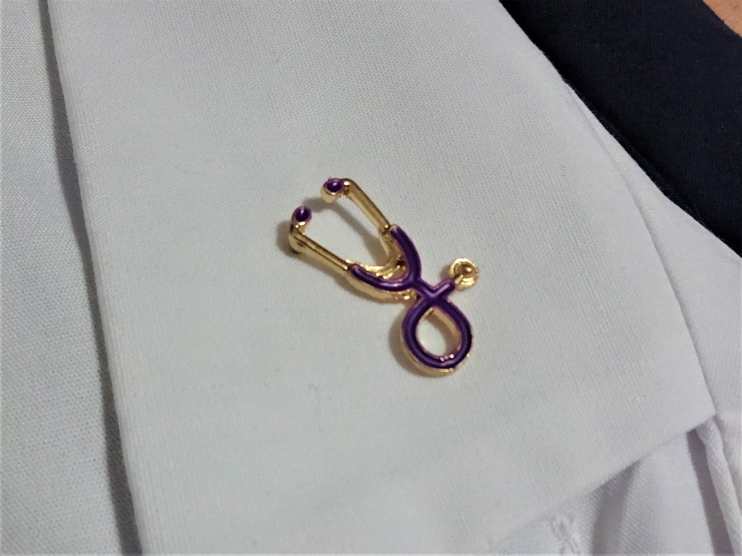 Gold Plated Purple Stethoscope Lapel Pin Gold Plated Purple Etsy