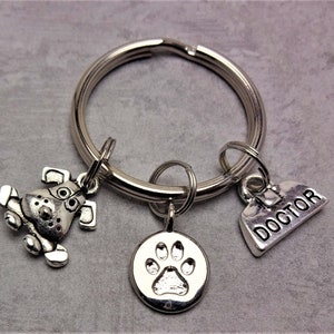 Doctor Bag Key Chain, Dog Paw Charm, Dog Charm, Veterinarian Gift, Veterinarian Appreciation