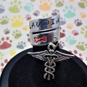 Stethoscope Name Tag, Veterinarian Stethoscope ID Tag, Hand Stamped Gift, Personalized Gift, Veterinarian Graduation