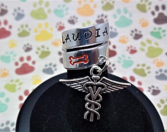Etiqueta de identificación para estetoscopio, etiqueta de identificación para estetoscopio veterinario, regalo estampado a mano, regalo personalizado, graduación de veterinario
