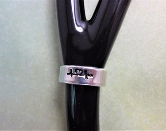 Stethoscope Charm, Stethoscope Cuff, Telemetry w/Heart Stamp, Nurse Gift, Stethoscope Accessory