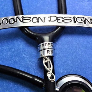 Registered Nurse Stethoscope Name Tag with Stethoscope Charm, RN Stethoscope ID Tag, RN Gift, Stethoscope Charm