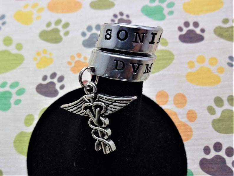 DVM Stethoscope Name Tag Stethoscope Charm Hand Stamped Etsy