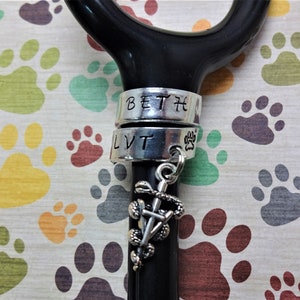 LVT Stethoscope Name Tag, Licensed Vet Tech Stethoscope Charm, Hand Stamped Gift, LVT Graduation, Vet Tech Gift