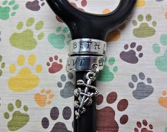 LVT Stethoscope Name Tag, Licensed Vet Tech Stethoscope Charm, Hand Stamped Gift, LVT Graduation, Vet Tech Gift
