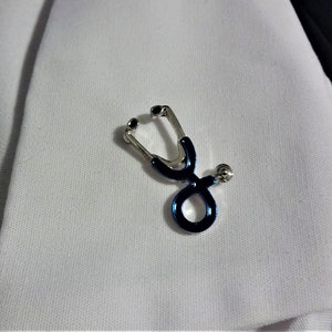 Silver/Blue Stethoscope Lapel Pin, Silver/Blue Stethoscope Brooch, Medical Accessory, Medical Graduation Gift