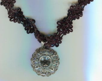 Medieval Renaissance Collar Necklace black + silver Size 44