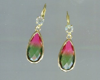 Medieval Renaissance earrings drops purple + green 40 x 12 mm variant 2