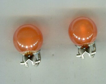 round medieval Renaissance ear clips carnelian look