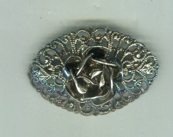 Medieval Renaissance brooch silver rose 37 x 24 mm
