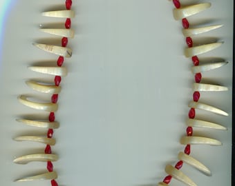 Collier Renaissance médiévale avec perles de Bohême et corne de cerf brun taille 50