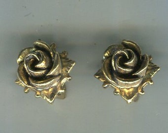 filigree Medieval Renaissance ear clips golden roses 14 mm