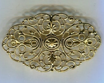 filigree Medieval Renaissance brooch old gold 52 x 30 mm