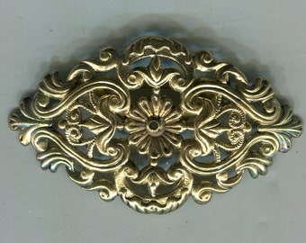 filigree medieval renaissance brooch Victorian antique gold 58 x 34 mm