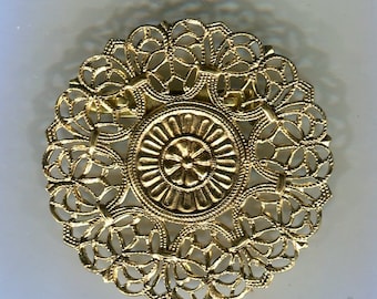 filigree Medieval Renaissance brooch old gold 43 mm