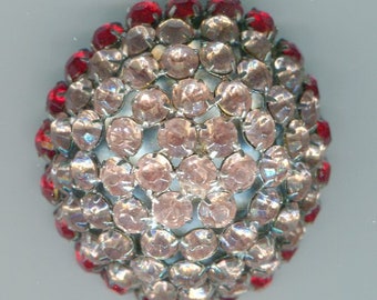 Middle Ages Renaissance Rhinestone Brooch Hemisphere pink+red 42 mm