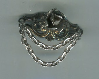 Medieval Renaissance brooch silver rose + cascade 35 x 32 mm