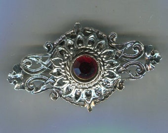 Medieval Renaissance brooch with cabochon in ruby red 50 x 28 mm