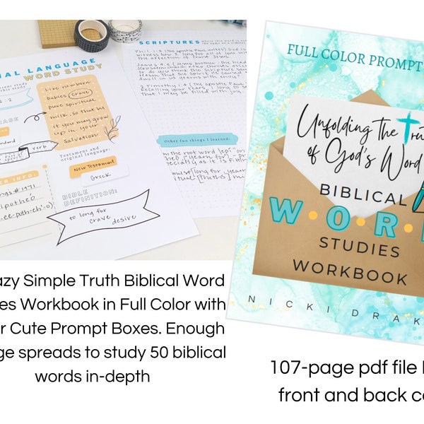 Word Study Workbook-Full Color with Prompts (digital/printable), Bible Study, Christian, Bible Guide, Original Language Word Study