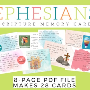 Tarjetas de memoria de las Escrituras de Efesios -A TODO COLOR- Digital/imprimible
