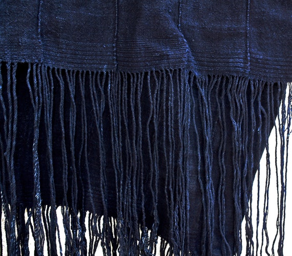 Vintage Indigo Mudcloth Shawl/ Dresser Scarf - image 4