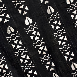 Black & White Tribal Mudcloth, Handmade African Fabric, Throw