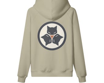 Tri Cat Logo Crest Hoodie: Heavyweight Cotton Pullover, Grayscale Style