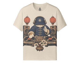 DJ Kung Fu Cat - Oversized Print Tee