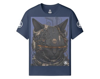 Starcat Kopfgeldjäger-T-Shirt: Cyberpunk-Katzen-Grafik-T-Shirt