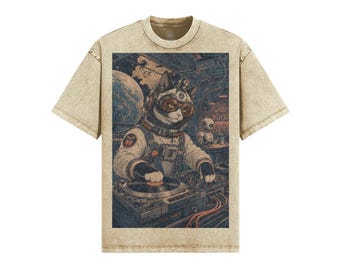 DJ Space Cat T-Shirt – Vintage Snow Wash Cotton Tee