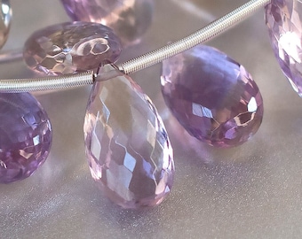 Ametrine Briolettes 12.5 mm AAA Flat Pear Drops Micro Faceted Natural Genuine Amethyst Citrine tear drops