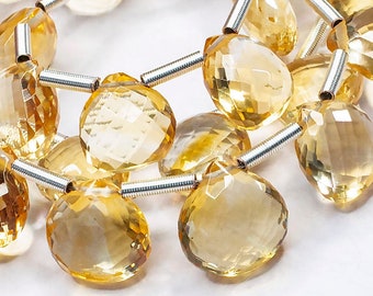 Quartz Pair Citrine Quartz Faceted Round Shape Briolettes 10pc Quartz 10mm Citrine Quartz