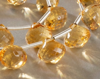 Citrine Onion Briolette 8.4 mm AAA Micro Faceted Onion shape Matching pair Onion Pair