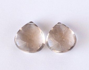 Golden Rutilated Quartz 14x15 mm Focal Smooth Briolettes Matched Pair Earring Beads