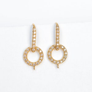 Vermeil Earrings 24k Cubic Zirconia CZ Gold Ear wires Silver Components Vermeil Findings Earwire