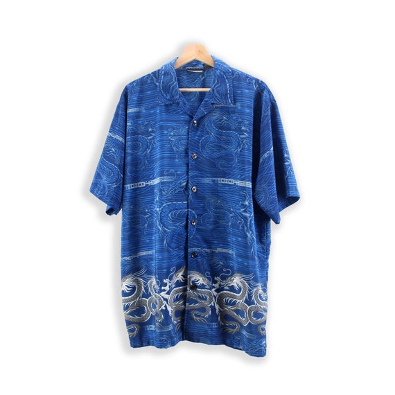 Y2K Vintage Dragon Shirt - Chinese Dragon Matrix S