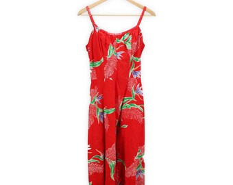 Vintage tropische jurk - vakantiejurk jaren 80 - kleding jaren 80 - maat Small