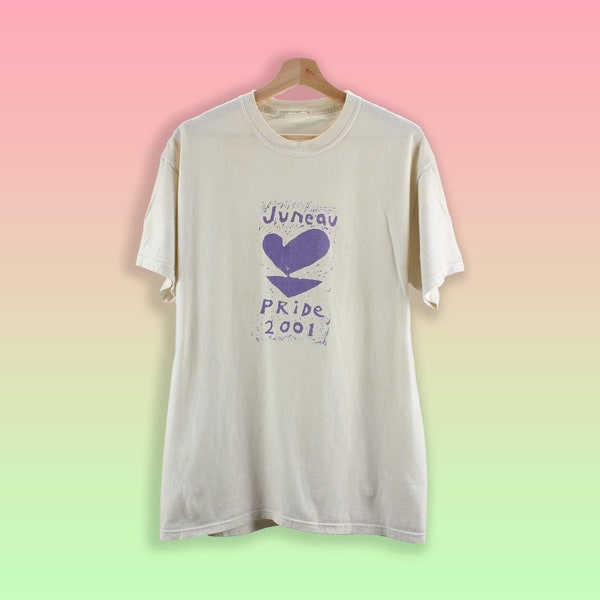 2000s Vintage T-Shirt - Y2K Pride Graphic Tee - Juneau Pride 2001 T Shirt - L