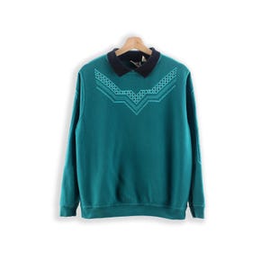 Vintage Collared Sweatshirt - Retro 90s Jumper - L