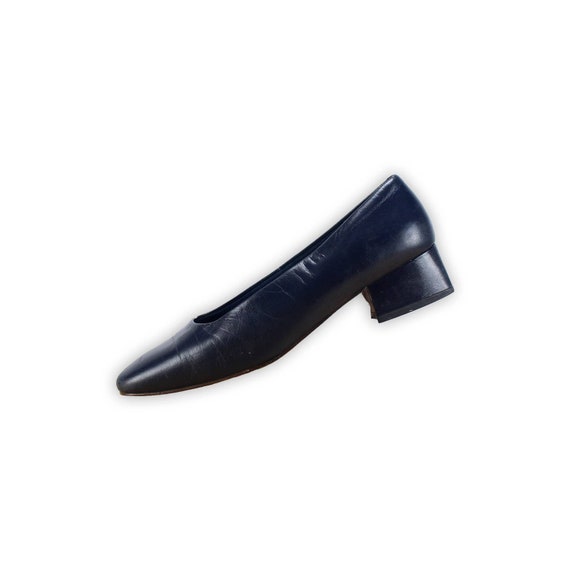 Vintage Block Heels 90s Nordstrom Pumps Navy Blue Shoes Size 7 Etsy Canada