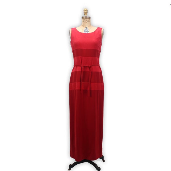 Kenzo Jungle Red Maxi Bodycon Dress - Vintage 90s Designer Dress - Size M