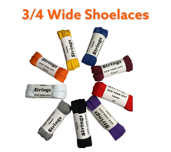 3/4" Wide Shoelaces: 45" Polly Cotton Low Top Sneaker Laces