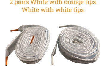 Strings Shoe Laces Wide Flat 45 inch's  2 pair Shoelaces Polly/Cotton. from the 80s.