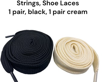 Strings Shoe Laces 3/4 Wide 1 Pair Cream 1 pair Black Fast ship