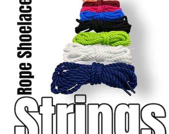 Stylish Twisted Round Strings Shoelaces 8mm Round 54" Long. Fits Through Most Eyelids!