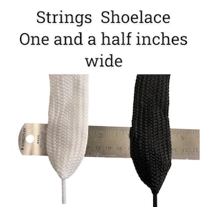 Strings Shoelace Super Wide 1 & 1/2 inch Wide. 1 Pair White, 1 pair Black. 45 inch long.  Fast Ship from U.S.A