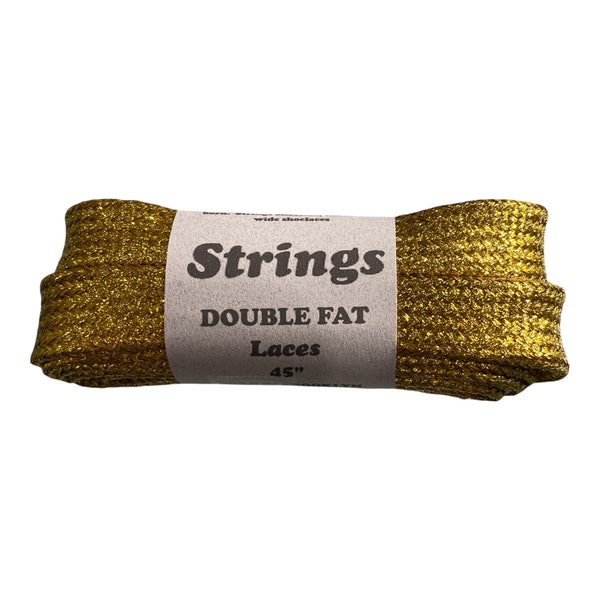 Vintage. Wide. Strings Shoe Lace. Made in USA From the 80s New Gold with Gold metal Tips 45 inch.