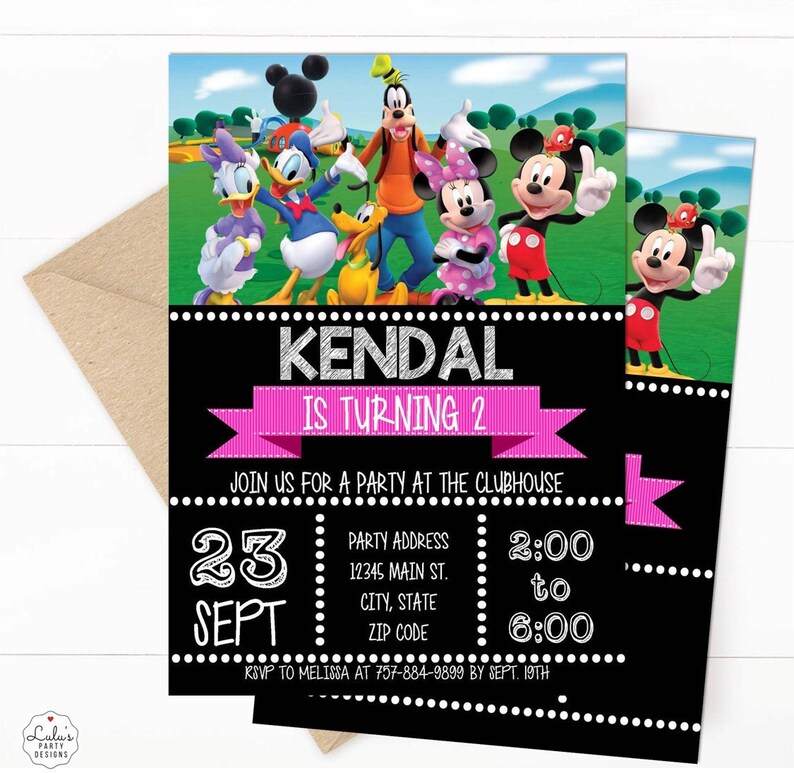 Mickey Mouse Clubhouse Party Invitation Design Invite Group Minnie Donald Goofy Daisy Birthday Diy